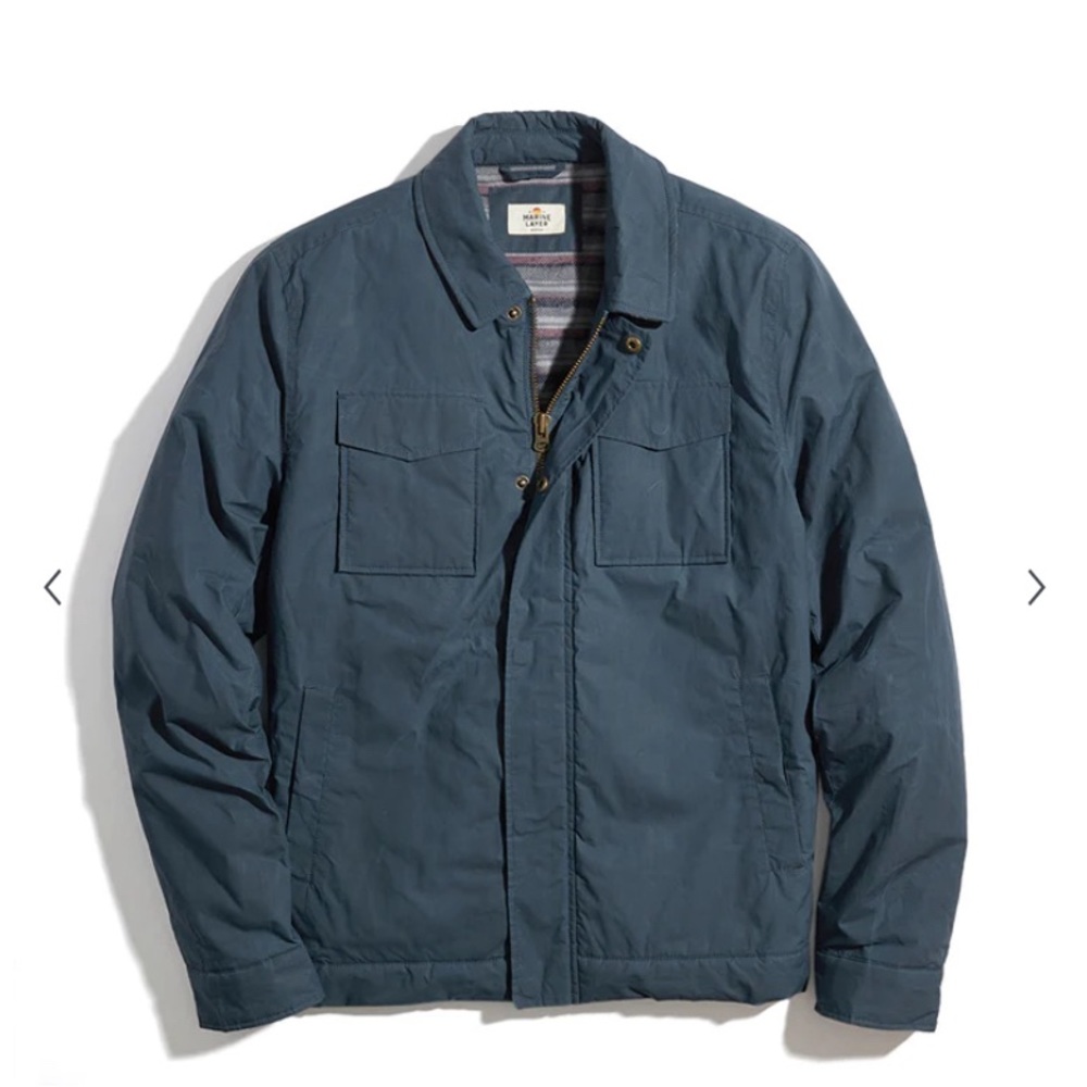 Marine Layer Wax Canvas Trucker Jacket Navy Size Large